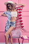 BiBi American Flag Theme Fringed Knit Cardigan