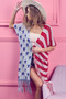 BiBi American Flag Theme Fringed Knit Cardigan