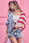 BiBi American Flag Theme Cocoon Knit Cardigan