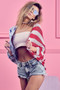 BiBi American Flag Theme Cocoon Knit Cardigan