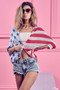 BiBi American Flag Theme Cocoon Knit Cardigan