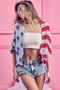 BiBi American Flag Theme Cocoon Knit Cardigan