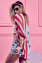 BiBi American Flag Theme Cocoon Knit Cardigan