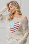 BiBi Sequin American Flag Heart Knit Up