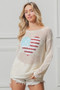 BiBi Sequin American Flag Heart Knit Up