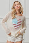 BiBi Sequin American Flag Heart Knit Up
