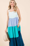 Mittoshop Color Block Tiered Pull-On Maxi Dress