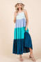 Mittoshop Color Block Tiered Pull-On Maxi Dress