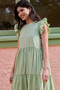 Mittoshop Ruffle Short Sleeve Tiered Maxi Dress