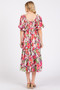 Mittoshop Flower Print Puff Sleeve Ruffle Smocked Midi Dress