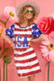 BiBi American Flag Theme Usa Print Sequin Dress