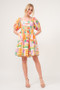 And The Why Square Neck Puff Sleeve Geo Printed Mini Dress