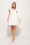 And The Why Origami Pleating Ruffled Sleeve Tiered Dress