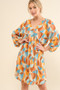 And The Why Printed Open Back Puff Sleeve Casual Dress