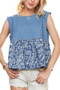 ADORA Sleeveless Denim Contrast Top