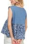 ADORA Sleeveless Denim Contrast Top