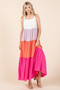 Mittoshop Color Block Tiered Pull-On Maxi Dress