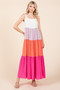 Mittoshop Color Block Tiered Pull-On Maxi Dress