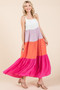 Mittoshop Color Block Tiered Pull-On Maxi Dress