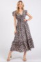 Mittoshop Flower Print Ruffle Cap Sleeve V-neck Midi Dress