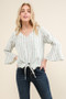 And The Why Stripe Tie Knot Front Bell Sleeve Top