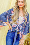 And The Why Front Tie Knot Floral Print Top