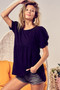 BiBi Cotton Span Knit With Puff Sleeve Baby Doll Top