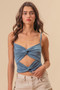 BiBi Rayon Span Jersey Knit Double Twist Front Cami Top