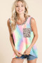 BiBi Sleeveless Tie Dye Top With Leopard Band