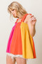 BiBi Frill Shoulder Strap Color Block Bodice Top