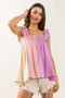 BiBi Frill Shoulder Strap Color Block Bodice Top