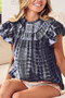 BiBi Tiered Ruffle Neck Tie Dye Top