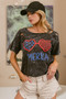 BiBi 4th Of July Theme Mineral Washed Laser Cut Top
