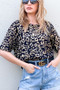 And The Why Leopard Foil Printed Half Sleeve Summer Sweater