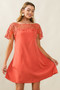 BiBi Crochet Lace Yoke Detailed Wrinkled Dress