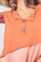 BiBi Color Block Contrast Stitching Buttoned Henley Top