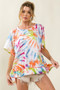 BiBi Tie Dye Print Jersey Stitched Uneven Hem Top