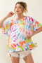 BiBi Tie Dye Print Jersey Stitched Uneven Hem Top