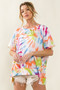 BiBi Tie Dye Print Jersey Stitched Uneven Hem Top