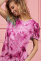 BiBi Puff Sleeve With Side Pockets Tie Dye Dress