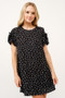 And The Why Embellished Sleeve Polka Dots Shift Dress