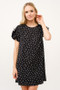 And The Why Embellished Sleeve Polka Dots Shift Dress
