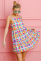 BiBi Multi Colors Plaid Sleeveless Sun Dress