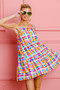BiBi Multi Colors Plaid Sleeveless Sun Dress