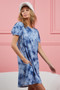 BiBi Puff Sleeve With Side Pockets Tie Dye Dress