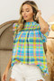 BiBi Multi Color Check Plaid Woven Top
