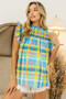 BiBi Multi Color Check Plaid Woven Top