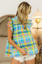 BiBi Multi Color Check Plaid Woven Top