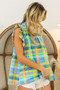 BiBi Multi Color Check Plaid Woven Top