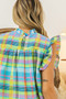 BiBi Multi Color Check Plaid Woven Top